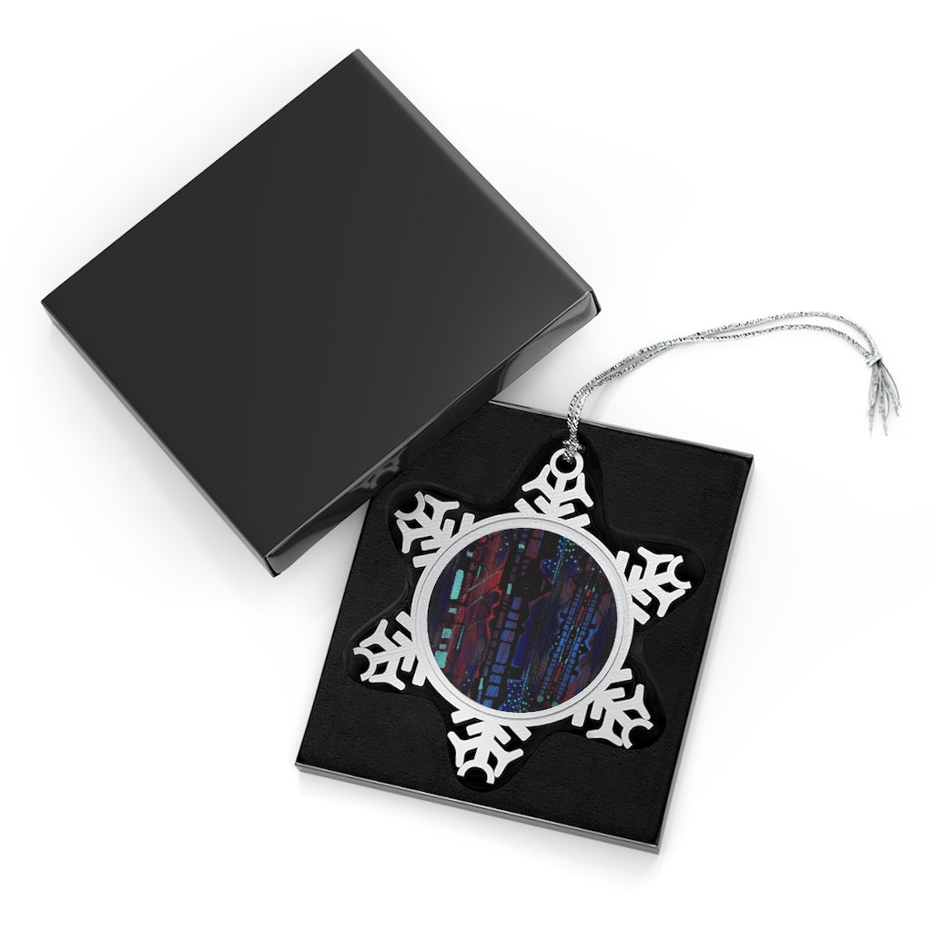 Abstract 99 Pewter Snowflake Ornament