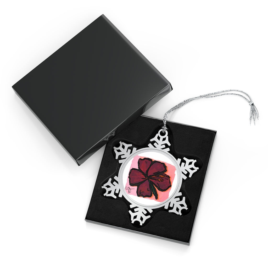 Hibiscus Pewter Snowflake Ornament
